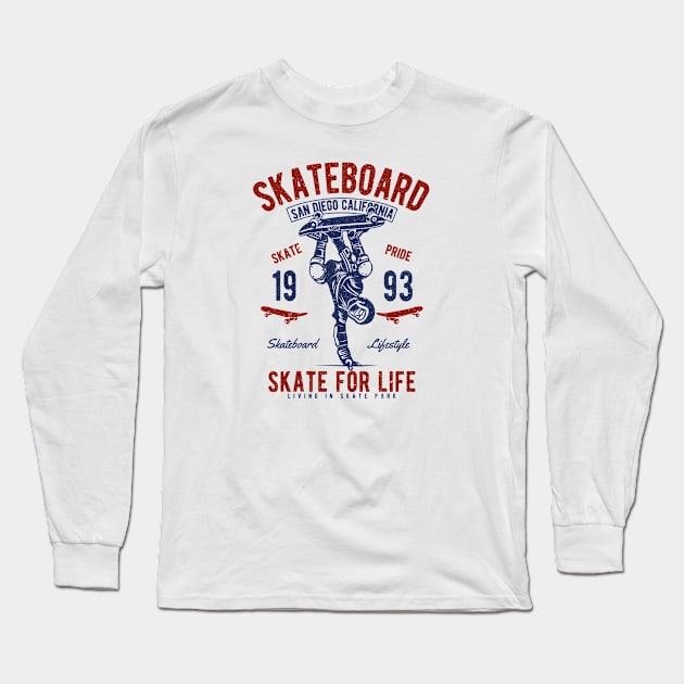 Retro Skate For Life Long Sleeve T-Shirt by Rebus28